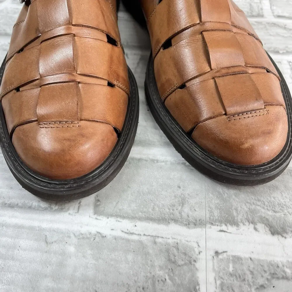Giorgio Brutini Vintage Men's Size 12 D Brown Leather Fisherman Sandals Retro